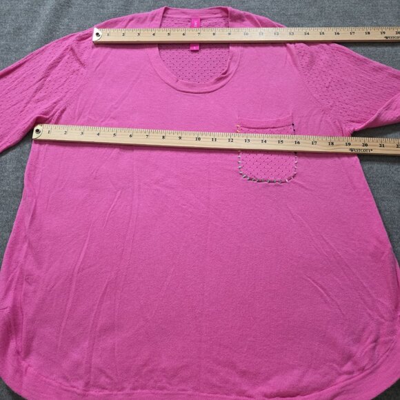 Zaket & Plover Sweater Women S Pink Silk Cotton LS Lightweight Boho Preppy Twee - Picture 4 of 13